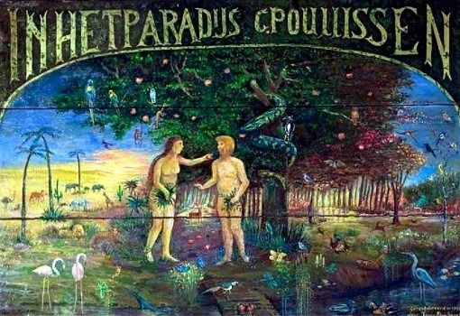 Een foto van de replica van het Schilderij Aards Paradijs.
